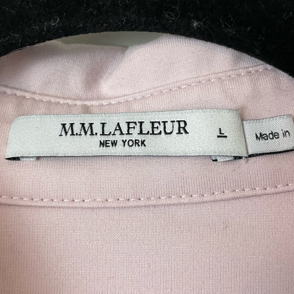 M.M.LaFleur Filomina Friday Shirt Size Large Pink Tulip Knit Poplin Button Down - Picture 6 of 12
